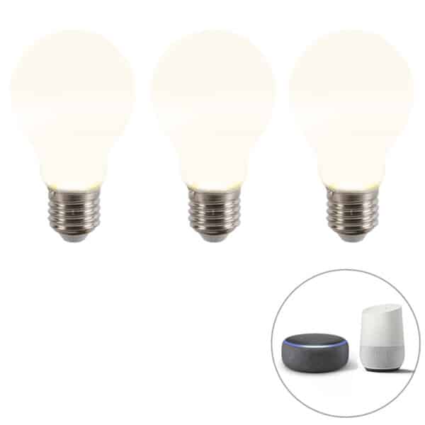 Calex Set mit 3 intelligenten E27 dimmbaren LED-Lampen A60 matt 7W 806 lm 2200-4000K