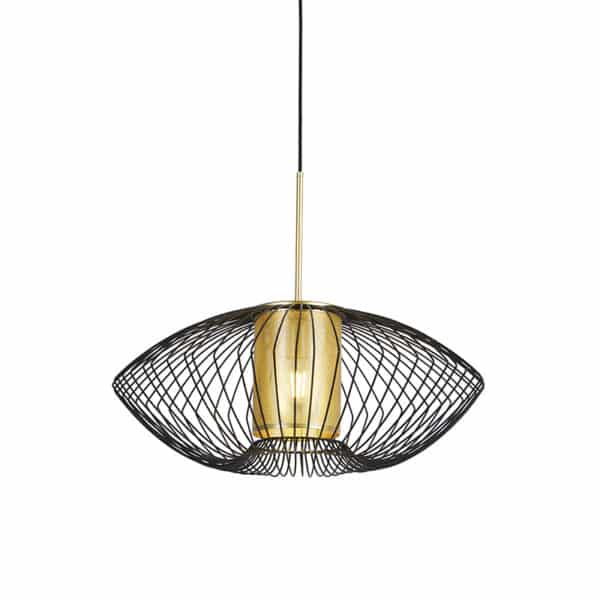 QAZQA Design Hängelampe Gold mit schwarz 60 cm - Dobrado