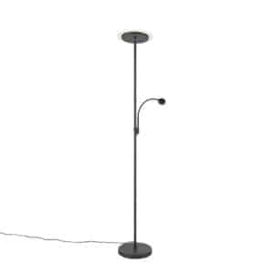 QAZQA Moderne Stehlampe schwarz inkl. LED mit Lesearm - Chala
