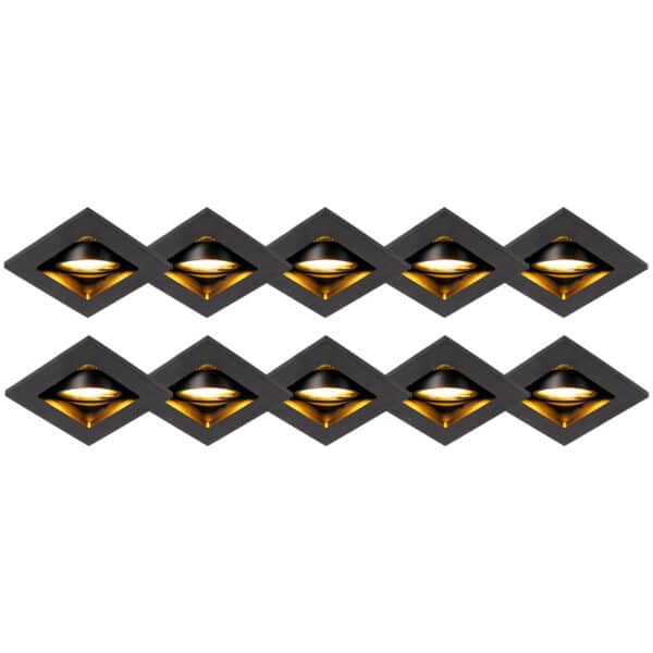 QAZQA Set mit 10 Einbaustrahlern schwarz verstellbar - Qure