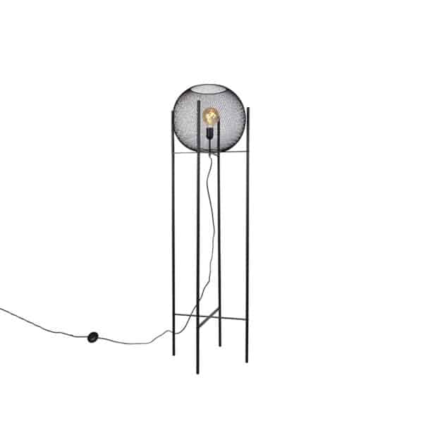 QAZQA Moderne Stehlampe schwarz - Mesh Ball