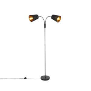 QAZQA Moderne Stehlampe schwarz 2-Licht - Carmen
