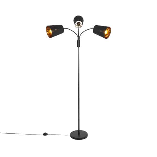 QAZQA Moderne Stehlampe schwarz 3-Licht - Carmen