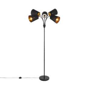 QAZQA Moderne Stehlampe schwarz 5-Licht - Carmen