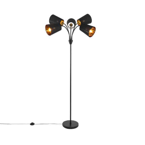 QAZQA Moderne Stehlampe schwarz 5-Licht - Carmen