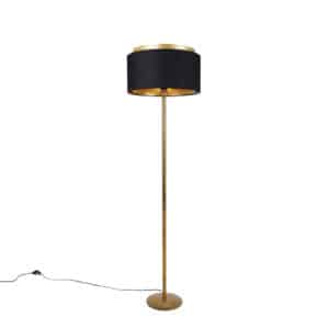 QAZQA Moderne Stehlampe Gold mit Schirm Schwarz mit Gold - Simplo