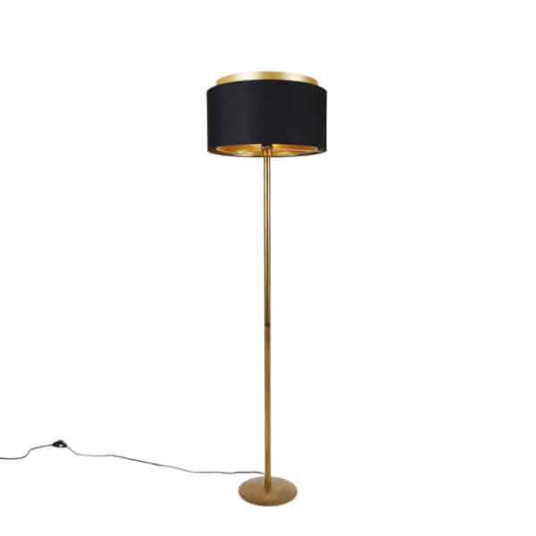 QAZQA Moderne Stehlampe Gold mit Schirm Schwarz mit Gold - Simplo