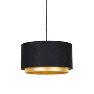 QAZQA Moderne Hängelampe schwarz mit goldenem 47 cm Duo-Schirm - Combi
