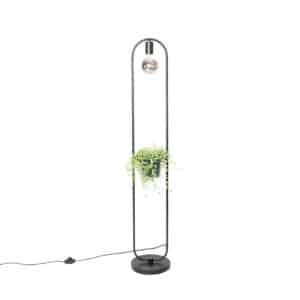 QAZQA Moderne Stehlampe schwarz mit Glas 25 cm - Roslini