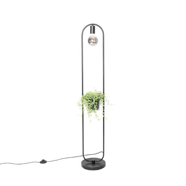 QAZQA Moderne Stehlampe schwarz mit Glas 25 cm - Roslini
