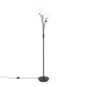 QAZQA Moderne Stehlampe schwarz mit Opalglas 5-flammig - Athens