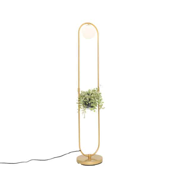 QAZQA Art Deco Stehlampe Gold mit weißem Glas - Isabella