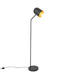 QAZQA Moderne Stehlampe schwarz mit Gold verstellbar – Morik