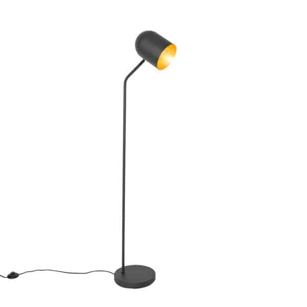 QAZQA Moderne Stehlampe schwarz mit Gold verstellbar – Morik