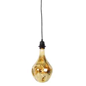 QAZQA Hängelampe schwarz dimmbar inkl. LED-Spiegel gold dimmbar - Cava Luxe