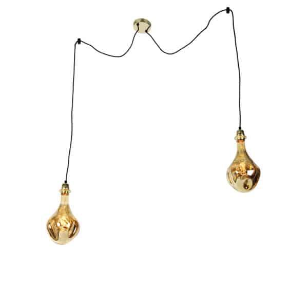 QAZQA Hängelampe gold 2-flammig inkl. LED amber dimmbar - Cava Luxe