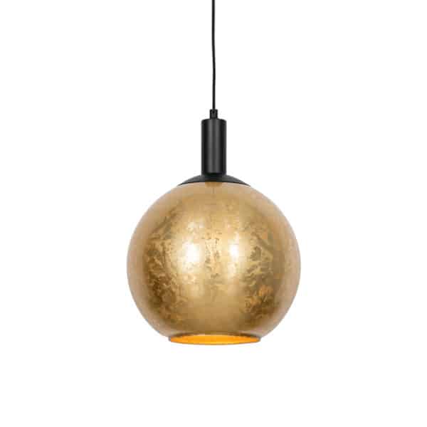 QAZQA Design-Hängelampe schwarz mit goldenem Glas – Bert