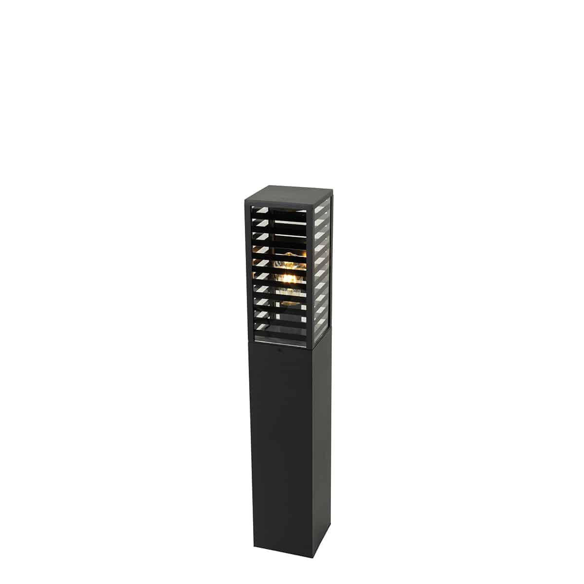 QAZQA Moderne Stehende Au enleuchte Schwarz Mit Rauch 80 Cm IP44 