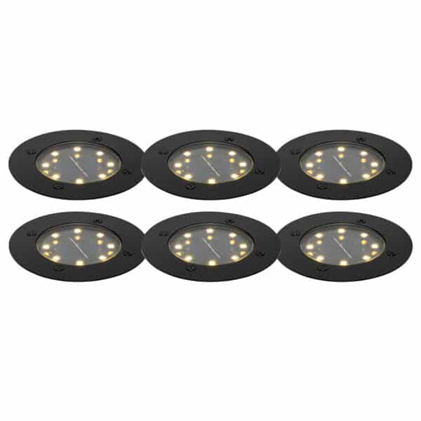 QAZQA 6er Set Bodenstrahler schwarz inkl. LED IP65 Solar - Terry