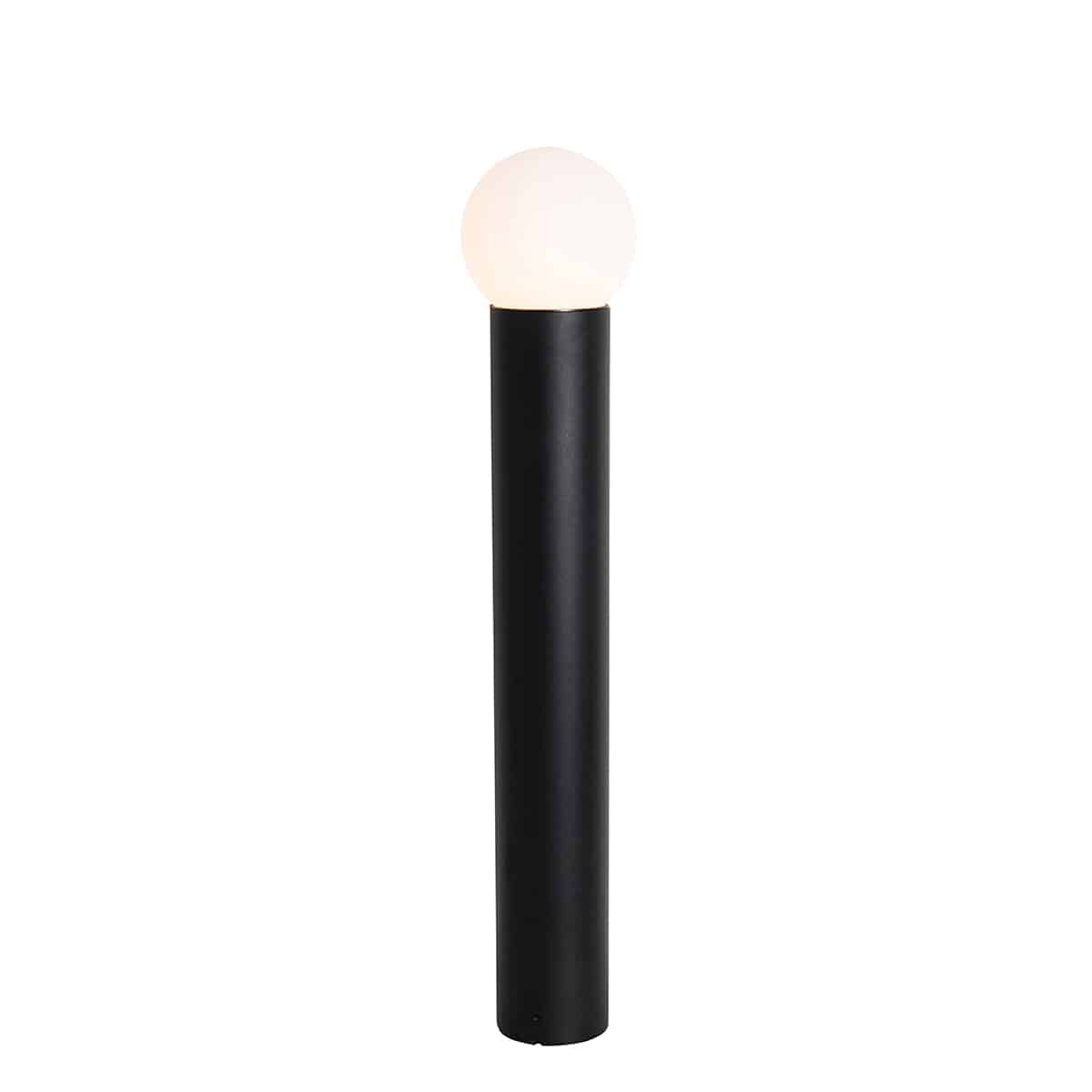 QAZQA Stehende Au enleuchte Schwarz Mit Opalglas 80 Cm IP44 Huma 