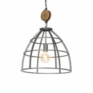 QAZQA Smarte Hängelampe dunkelgrau mit Holz 47 cm inkl. WiFi G95 - Arthur