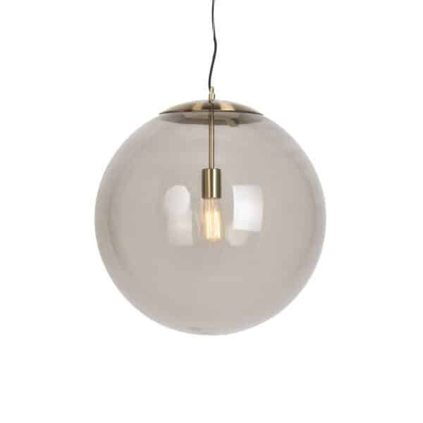 QAZQA Moderne Hängelampe Messing mit Rauchglas 50 cm - Ball