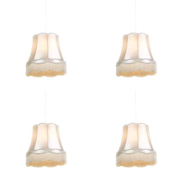 QAZQA Set mit 4 Retro-Hängelampen creme 45 cm - Granny