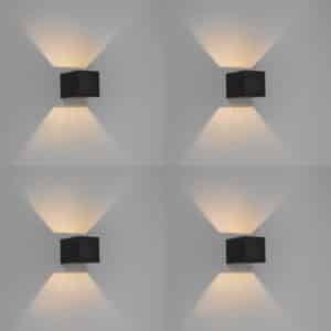 QAZQA Set mit 4 modernen Wandleuchten schwarz - Transfer