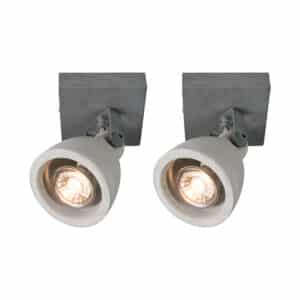 QAZQA Set aus 2 industriellen Spots grau Beton 1-Flammig - Creto