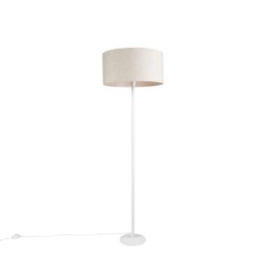 QAZQA Moderne Stehlampe weiß mit pfefferfarbenem Schirm 50 cm - Simplo