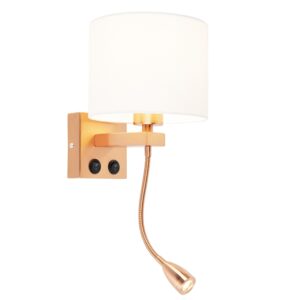 QAZQA Art Deco Wandlampe Kupfer mit weißem Schirm - Brescia