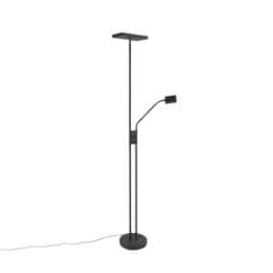 QAZQA Design-Uplighter Jazzy mit Leselampe eckig schwarz