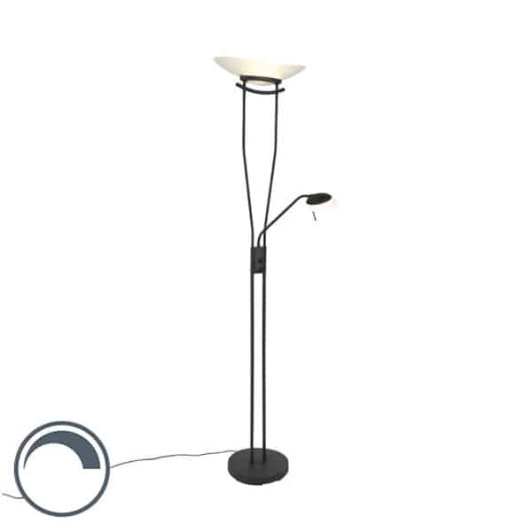 QAZQA Moderne Stehlampe schwarz inkl. LED - Lexus